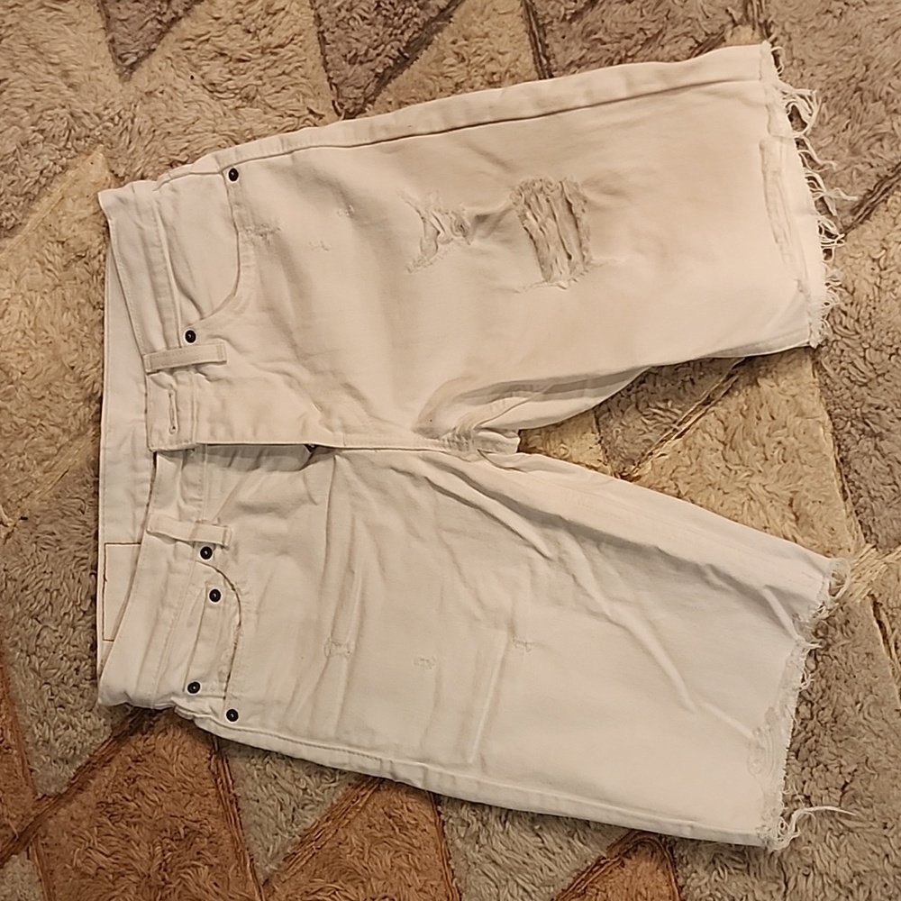 White Levi's Cut-Off Jean Shorts